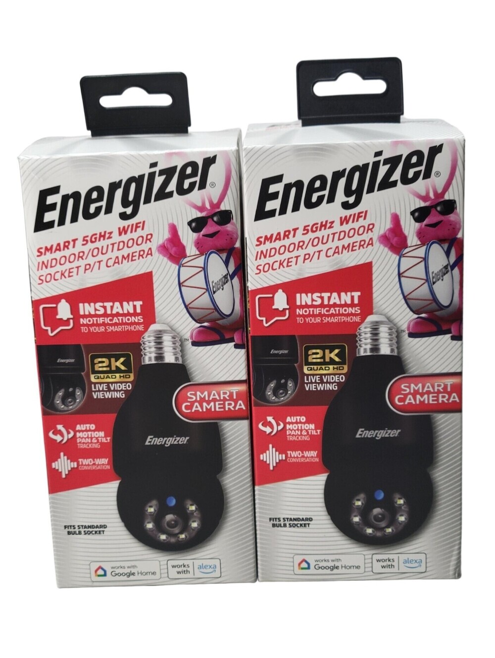 Energizer Smart 5GHz Wi-Fi Indoor Outdoor Bulb Socket P/T Camera Bluetooth 2 Set